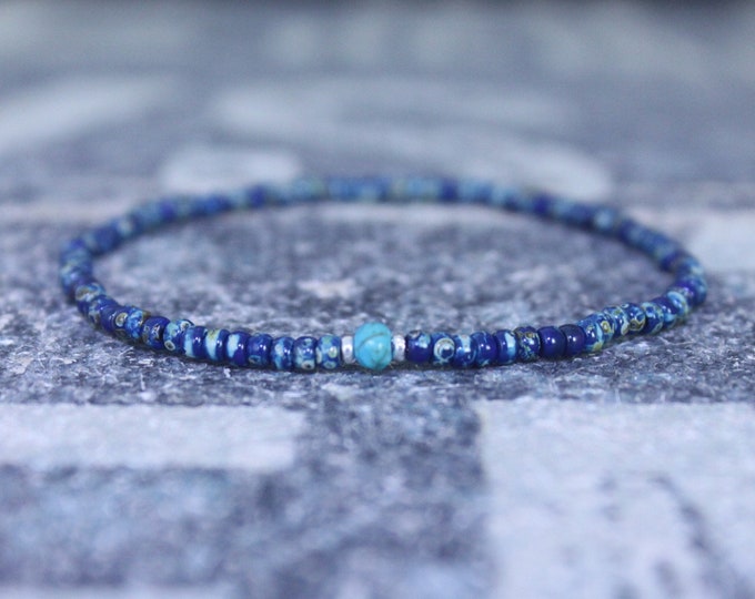 Turquoise Bracelet, Mens gifts, Gemstone bracelet, Mens Bracelet, Birthstone Bracelet, Couples Bracelet, Anniversary Gift, Beaded Bracelet