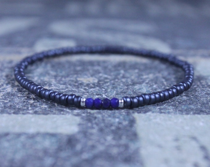 Lapis Lazuli Bracelet, Mens Lapis Lazuli Jewelry, Mens Jewelry, Mens Beaded Bracelet, Friendship Bracelet, Gift for Men, Husband Gift