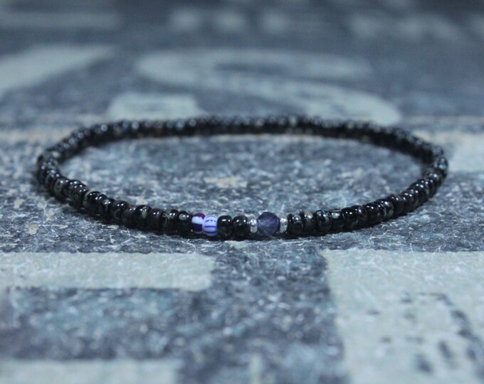 Iolite Bracelet, Mens Bracelet Iolite, Mens Gift, Mens Bracelet, Minimalist Iolite Bracelet, Beaded Bracelet, Mens Iolite Bracelet Gift