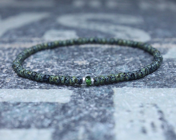 Green Tourmaline Bracelet, Mens Jewelry, Minimalist Bracelet, Gifts for Men, Anniversary, Birthday Gift, October birthstone Boyfriend Gift