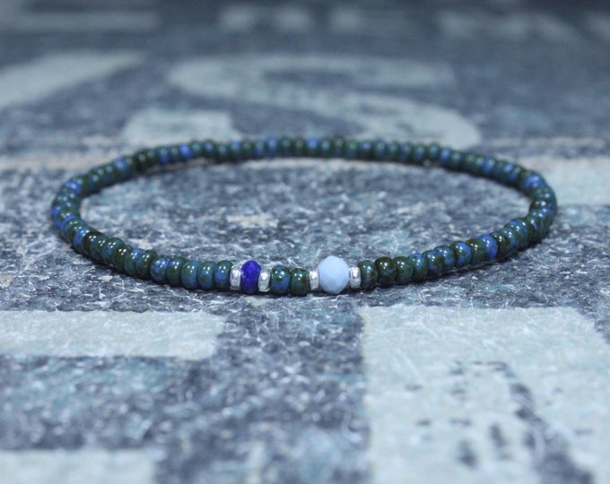 Lapis Bracelet Men, Opal bracelet men,  Mens Lapis Jewelry, Mens Jewelry, Men Bead Bracelet, Friendship Bracelet, Gift for Men, Husband Gift