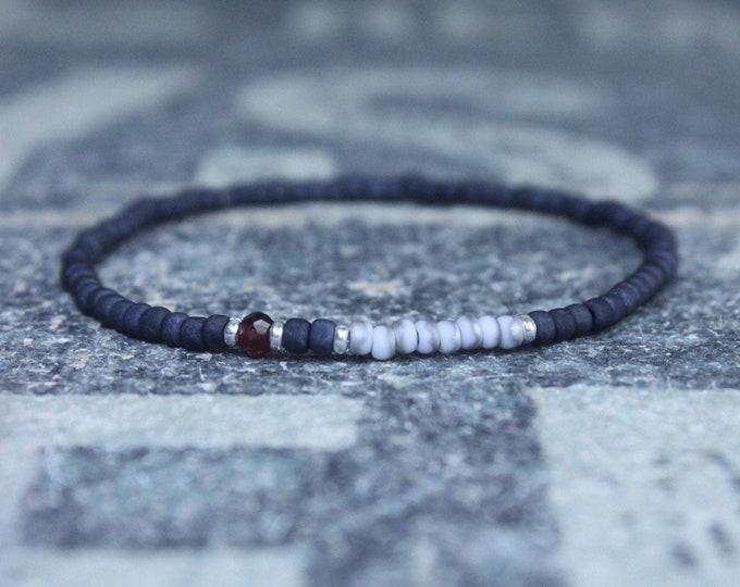 Garnet Bracelet, Mens Bracelet, Mens Beaded Bracelet, Minimalist Jewelry, Mens Gift, Gift for Him, Beaded Bracelet, Bracelet Men, Bracelet