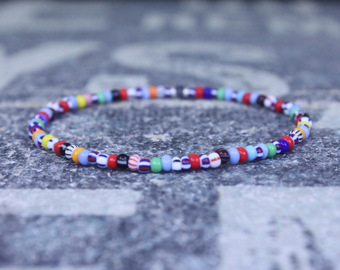 Multicolor Beaded Bracelet, Men Bracelet, Minimalist jewelry, Minimalist Bracelet, Mens Jewelry, Beaded Bracelet, Boyfriend Gift, Men's Gift