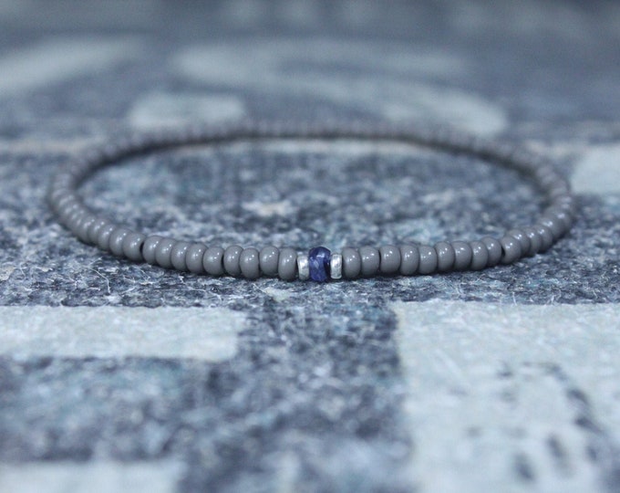 Blue Sapphire Bracelet, Mens Bracelet, Mens Jewelry, Mens Gift, September birthstone, Boyfriend gift, Husband Gift, Mens Beaded Bracelet