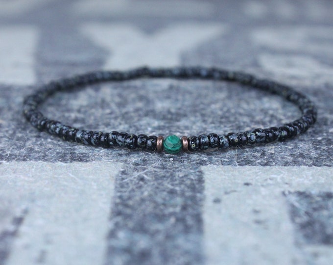 Malachite Bracelet, Mens Bracelet, Mens Beaded Bracelet, Minimalist Jewelry, Mens Gift, Gift for Him, Bead Bracelet, Bracelet Men, Bracelet