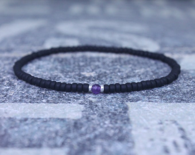 Amethyst Bracelet, Birthstone Bracelet, Gemstone Bracelet, Beaded Bracelet, gift for Men, Mens Gift, Bead Bracelet, Friendship Bracelet