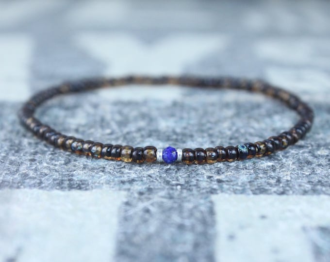 Lapis Lazuli Bracelet, Mens Lapis Lazuli Jewelry, Mens Jewelry, Mens Beaded Bracelet, Friendship Bracelet, Gift for Men, Husband Gift