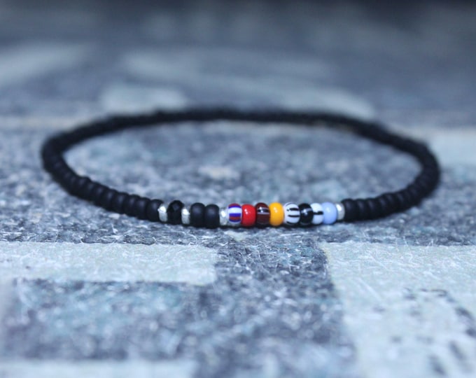 Black Onyx bracelet man, Onyx bracelet man, Beaded bracelet man, multicolor bracelet man, Mens rainbow bracelet, Mens gift, Anniversary gift