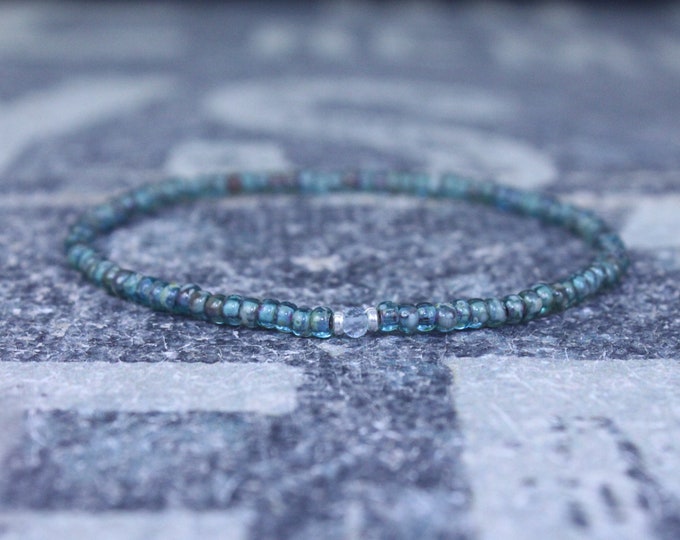 Sky Blue Topaz Bracelet, Birthday Gift, Mens Birthstone, Mens Gift, Mens Bracelet, Minimalist Bracelet, Beaded Bracelet