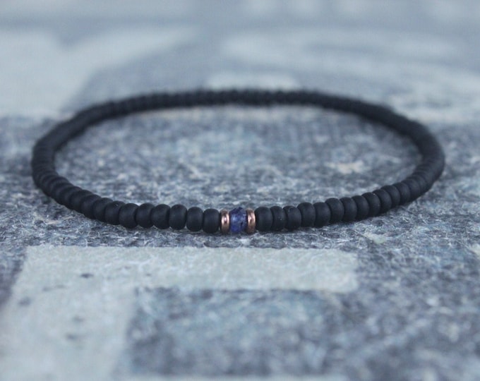 Blue Sapphire Bracelet, Mens Bracelet, Mens Jewelry, Mens Gift, September birthstone, Boyfriend gift, Husband Gift, Mens Beaded Bracelet