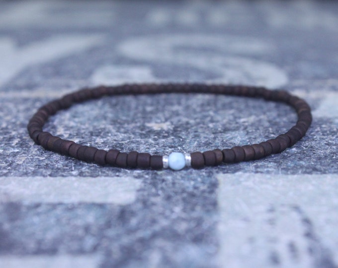 Larimar Bracelet, Mens Beaded Bracelet, Mens Jewelry, Mens Beaded bracelet, Husband Gift, Mens Gift, Boyfriend Gift, Gift for men bracelet