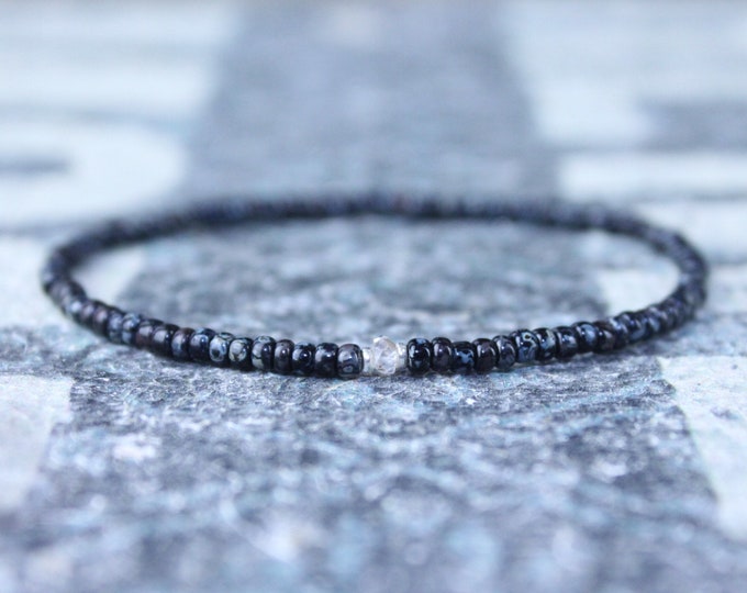 Tunduru Sapphire beaded bracelet - Men's Bead Bracelets Gem - Tunduru Sapphire, Mens gift for him, Mens Seed Bead
