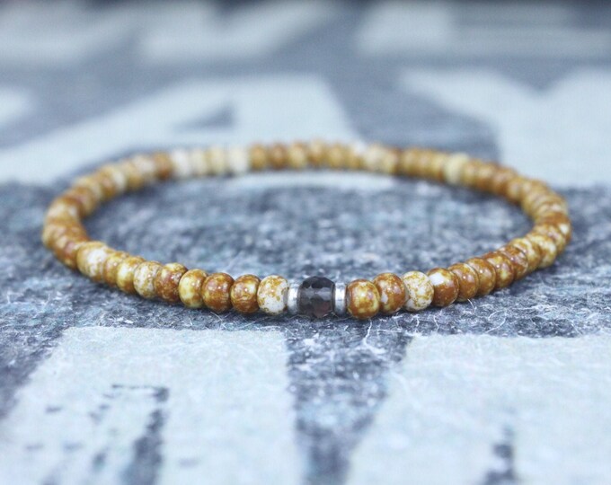 Smoky Quartz Bracelet, Mens gifts, Men bracelet, Mens Bracelet, Birthstone Bracelet, Couples Bracelet, Anniversary Gift, Beaded Bracelet