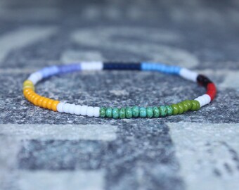 Rainbow Bracelet Men, Mens Bracelet Multicolor, Minimalist Bracelet, Mens Jewelry, Beaded Bracelet, Boyfriend Gift, Men Gift, Mens Bracelet