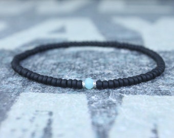 Opal Bracelet, Peruvian Blue Opal, Mens Jewelry, Boho Bracelet, Minimalist Bracelet, Mens Gift, Boyfriend Gift, Gift for Men