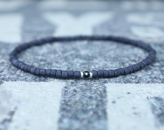 Black Tourmaline Bracelet, Mens Jewelry, Minimalist Bracelet, Gifts for Men, Anniversary, Birthday Gift, October birthstone Boyfriend Gift