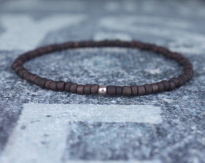 Mens Beaded Bracelet, Rose Gold Filled, Mens Bracelet, Minimalist Bracelet, Mens Jewelry, Beaded Bracelet, Boyfriend Gift, Men's Gift