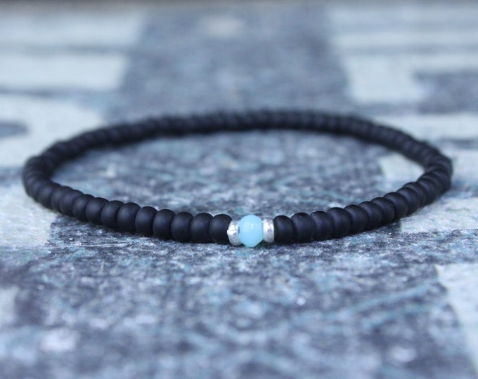 Opal Bracelet, Peruvian Blue Opal, Mens Jewelry, Boho Bracelet, Minimalist Bracelet, Mens Gift, Boyfriend Gift, Gift for Men