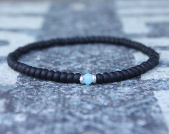 Opal Bracelet, Peruvian Blue Opal, Mens Jewelry, Boho Bracelet, Minimalist Bracelet, Mens Gift, Boyfriend Gift, Gift for Men