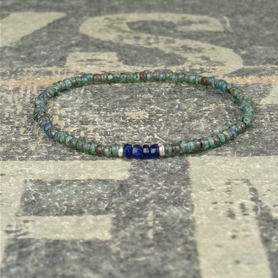 Blue Sapphire Bracelet for Men Precious Stone Jewelry Gift for Men Genuine Sapphire Bracelet Natural Sapphire Anniversary Gift for Him S1