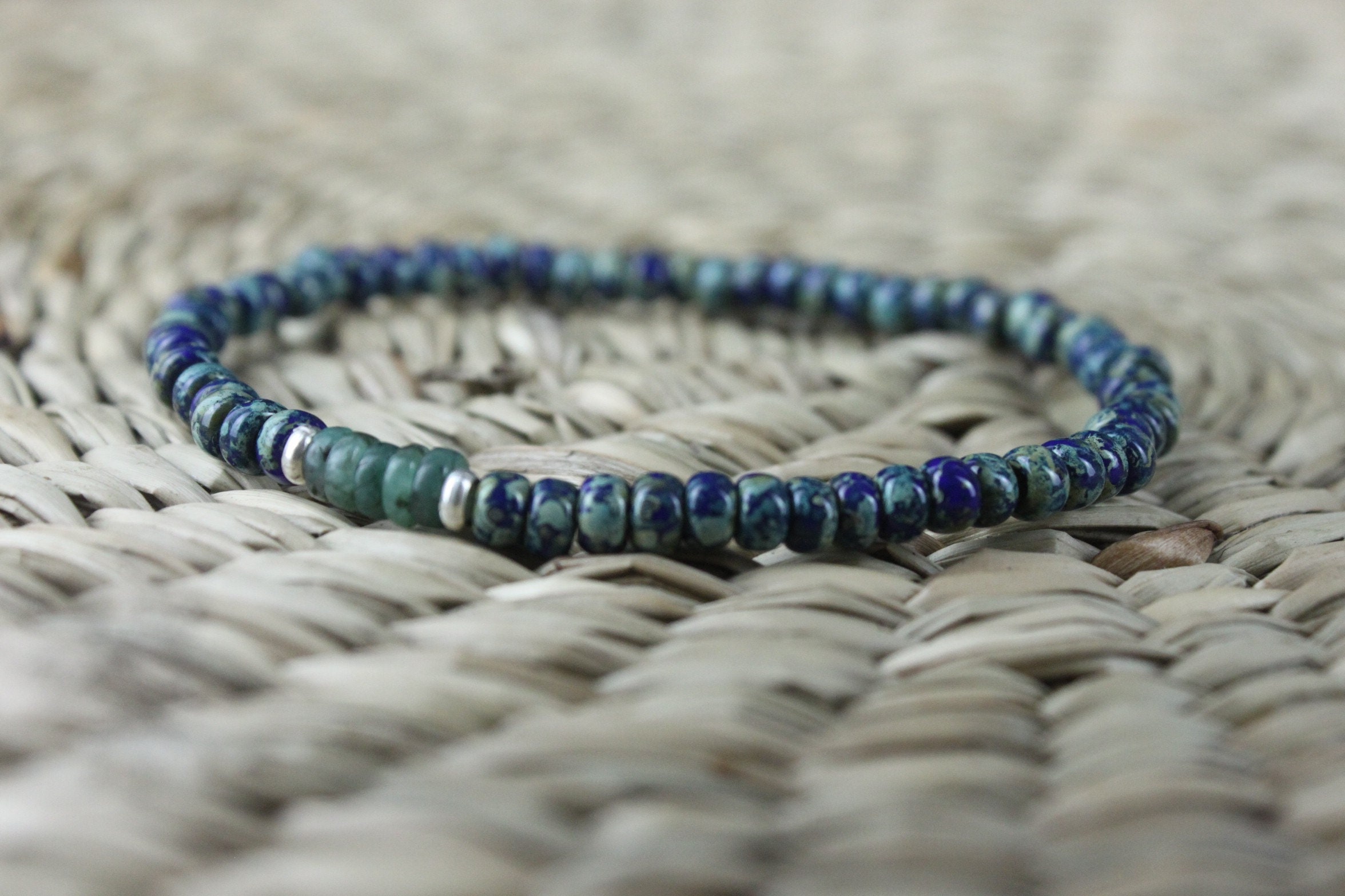 Emerald Bracelet, Mens Bracelet, Raw Emerald, Anniversary Gift, Mens