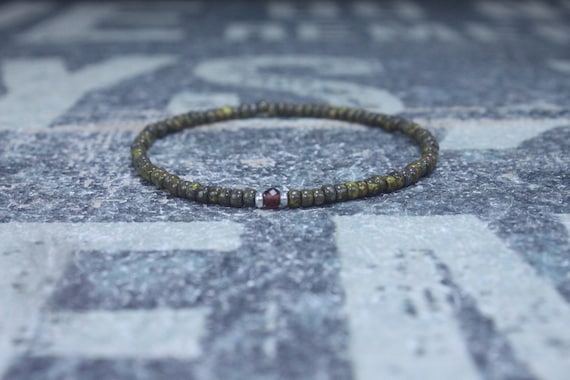 Garnet Bracelet, Mens Bracelet, Mens Beaded Bracelet, Minimalist Jewelry, Mens Gift, Gift for Him, Beaded Bracelet, Bracelet Men, Bracelet