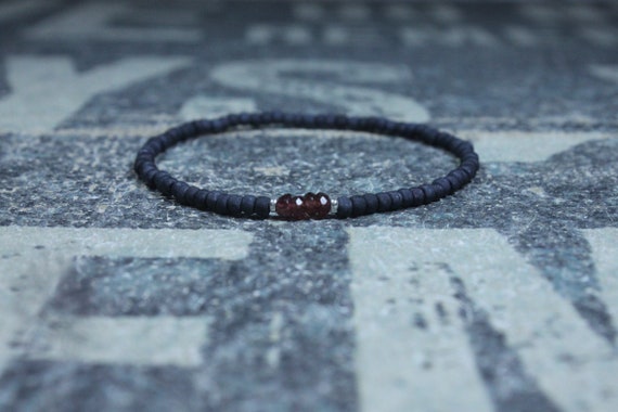 Garnet Bracelet, Mens Bracelet, Mens Beaded Bracelet, Minimalist Jewelry, Mens Gift, Gift for Him, Beaded Bracelet, Bracelet Men, Bracelet