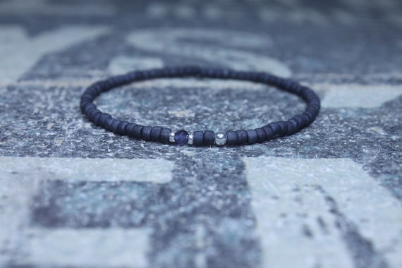 Iolite Bracelet, Mens Bracelet Iolite, Mens Gift, Mens Bracelet, Minimalist Iolite Bracelet, Beaded Bracelet, Mens Iolite Bracelet Gift