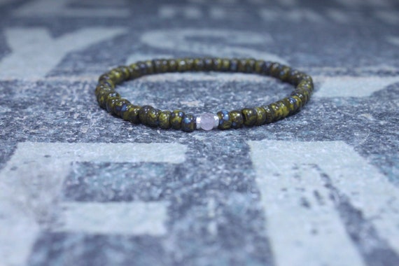 Mens rose quartz bracelet - Mens love enhancer - Healing jewelry - Sead Bead men, Mens gift for him Husband Gift , Mens Seed Bead