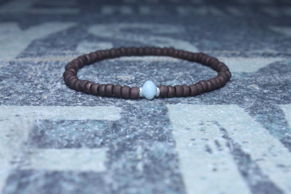 Opal Bracelet, Peruvian Blue Opal, Mens Jewelry, Boho Bracelet, Minimalist Bracelet, Mens Gift, Boyfriend Gift, Gift for Men