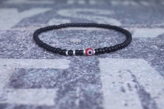 Black Tourmaline Bracelet, Mens Evil Eye Bracelet, Gifts for Men, Mens Anniversary, Birthday Gift, Mens October birthstone Boyfriend Gift