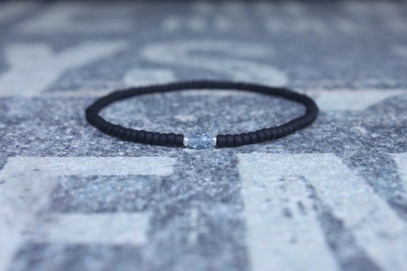 Aquamarine Bracelet, Mens Beaded Bracelet, Gemstone Bracelet, Husband Gift, Boyfriend Gift, Husband Gift, Couples Bracelet, Mens Bracelet