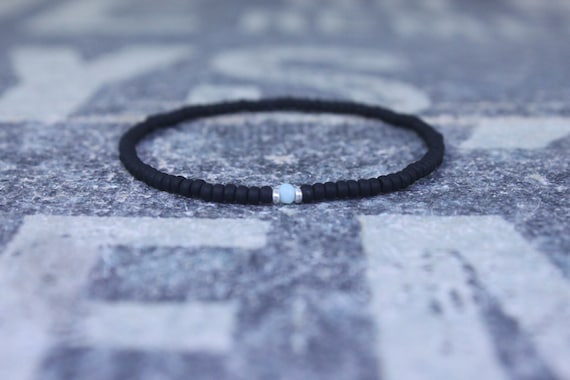 Opal Bracelet, Peruvian Blue Opal, Mens Jewelry, Boho Bracelet, Minimalist Bracelet, Mens Gift, Boyfriend Gift, Gift for Men