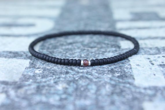 Garnet Bracelet, Mens Bracelet, Mens Beaded Bracelet, Minimalist Jewelry, Mens Gift, Gift for Him, Beaded Bracelet, Bracelet Men, Bracelet