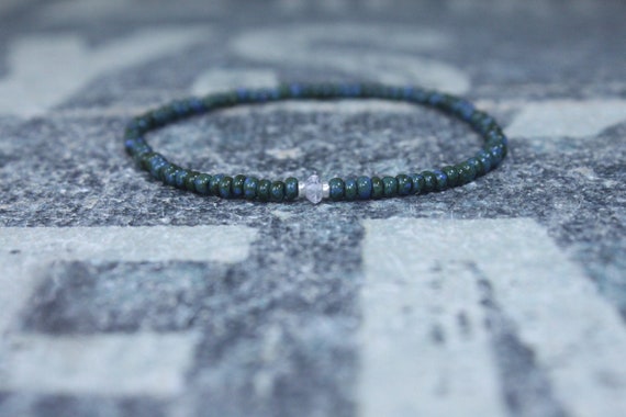 Clear Quartz Bracelet for men, Mens Clear Quartz, Gift Boyfriend, Quartz Men Bracelet Gift, Men Bead Bracelet, Husband Gift , Mens Seed Bead