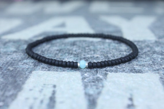 Opal Bracelet, Peruvian Blue Opal, Mens Jewelry, Boho Bracelet, Minimalist Bracelet, Mens Gift, Boyfriend Gift, Gift for Men