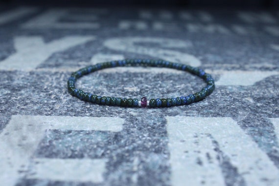 Tunduru Sapphire Bracelet, Mens Bracelet, Mens Jewelry, Mens Gift, September birthstone, Boyfriend gift, Husband Gift, Mens Beaded Bracelet