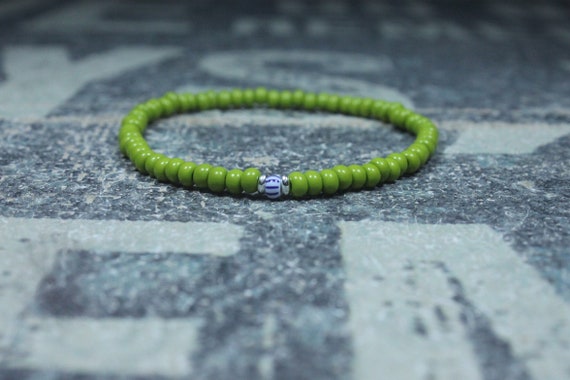 Mens stripe bead bracelet, Mens green bracelet, Anniversary Gift for Boyfriend, Couples Bracelet, Bead Bracelet, Mens Bracelet Gift