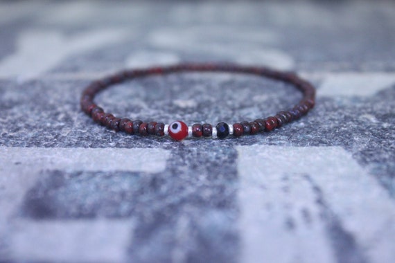 Black Spinel Bracelet, Evil Eye Bracelet, Mens bracelet, Mens Gifts, Birthday Gift for Men, Gemstone Bracelet, Spinel Birthstone bracelet