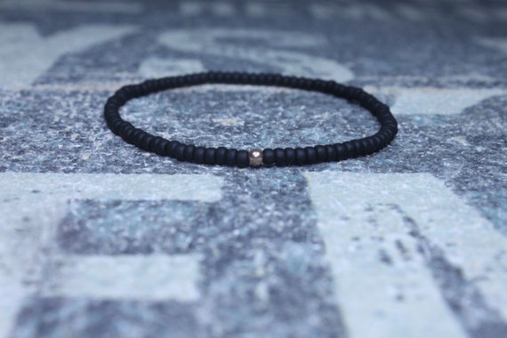 Mens Beaded Bracelet, Rose Gold Filled, Mens Bracelet, Minimalist Bracelet, Mens Jewelry, Beaded Bracelet, Boyfriend Gift, Men's Gift