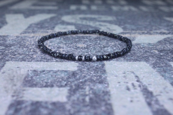 Black Tourmaline Bracelet, Mens Jewelry, Minimalist Bracelet, Gifts for Men, Anniversary, Birthday Gift, October birthstone Boyfriend Gift