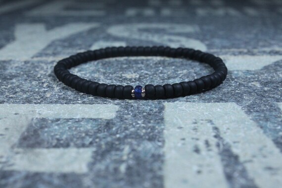 Blue Sapphire Bracelet, 24k Rose Gold vermeil, Mens Bracelet, Mens Jewelry, Mens Gift, Boyfriend gift, Husband Gift, Mens Beaded Bracelet