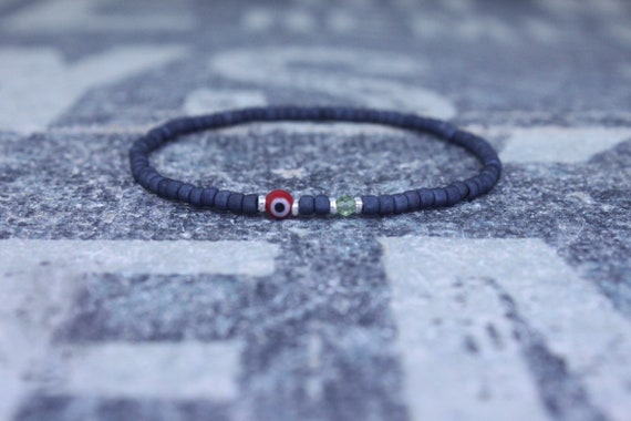 Peridot Bracelet, Evil Eye Bracelet, Mens bracelet, Mens Gifts, Birthday Gift for Men, Gemstone Bracelet, Birthstone bracelet, Bracelet Men