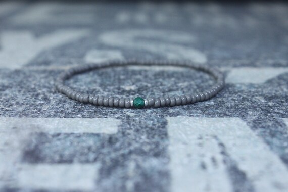 Malachite Bracelet, Mens Bracelet, Mens Beaded Bracelet, Minimalist Jewelry, Mens Gift, Gift for Him, Bead Bracelet, Green Bracelet Men
