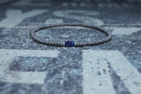 Blue Sapphire Bracelet for Men Precious Stone Jewelry Gift for Men Genuine Sapphire Bracelet Natural Sapphire Anniversary Gift for Him S1