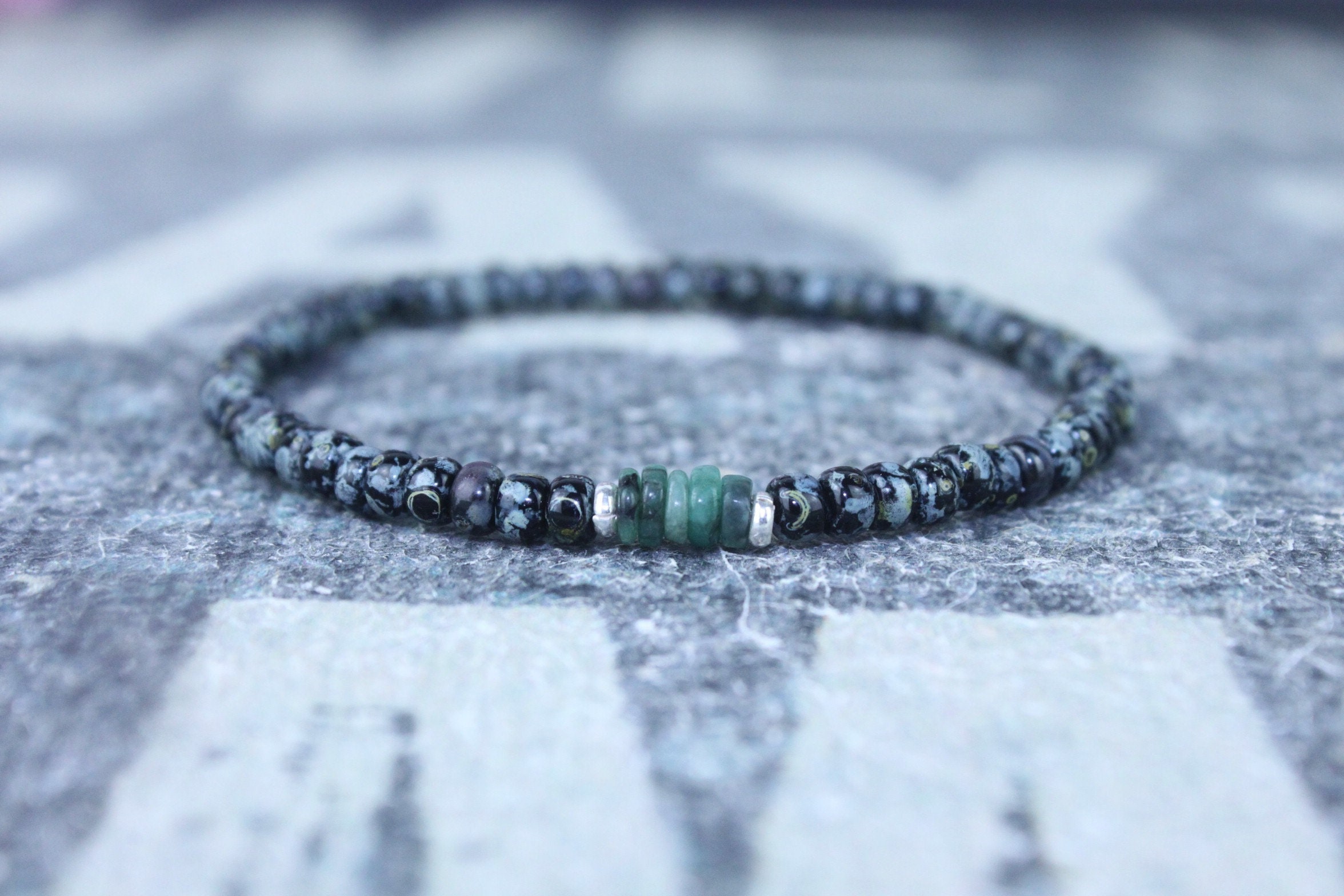 Emerald Bracelet, Mens Bracelet, Raw Emerald, Anniversary Gift, Mens