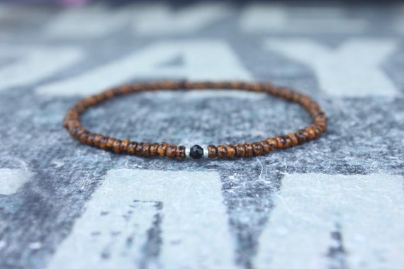 Black Tourmaline Bracelet, Mens Jewelry, Minimalist Bracelet, Gifts for Men, Anniversary, Birthday Gift, October birthstone Boyfriend Gift