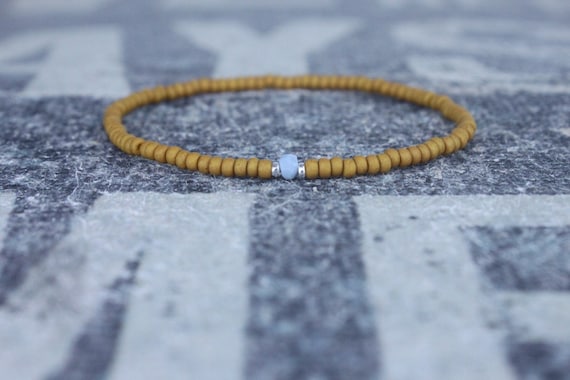Opal Bracelet, Blue Opal, Mens Jewelry, Boho Bracelet, Minimalist Bracelet, Mens Gift, Boyfriend Gift, Gift for Men