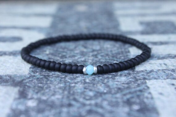 Opal Bracelet, Peruvian Blue Opal, Mens Jewelry, Boho Bracelet, Minimalist Bracelet, Mens Gift, Boyfriend Gift, Gift for Men