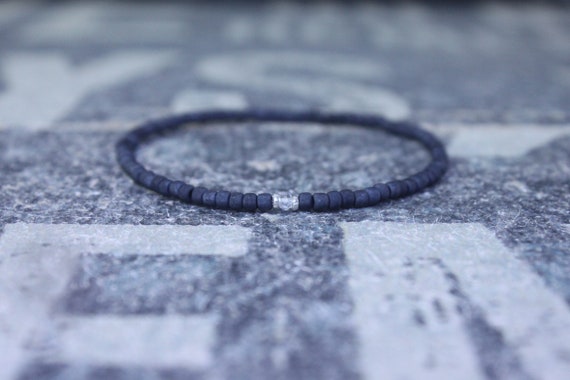 White Topaz Bracelet, Unique Birthday Gift Men, Mens Gift, Mens Topaz Bracelet, Minimalist Bracelet, Beaded Bracelet, White Topaz